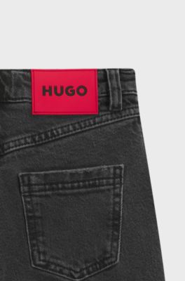 Relaxed-fit kinderjeans met brede manchetten onderaan de pijpen, Bedrukt