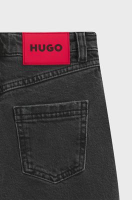 Relaxed-fit kinderjeans met brede manchetten onderaan de pijpen, Bedrukt