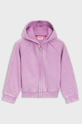 Kids' zip-up hoodie in cotton-blend fleece, Purple