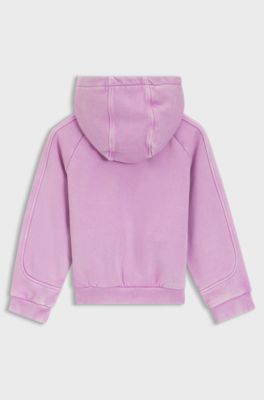 Kids' zip-up hoodie in cotton-blend fleece, Purple