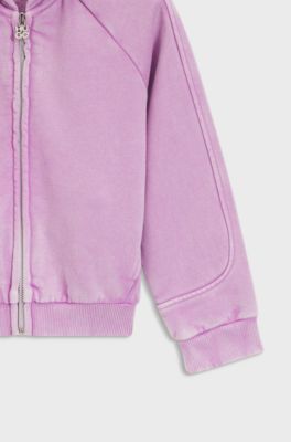 Fleece kinderhoodie van een katoenmix met rits, Lila