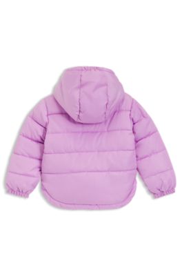 Kids' puffer jacket with logo print, Purple
