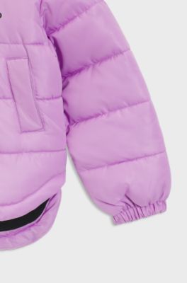 Kids' puffer jacket with logo print, Purple