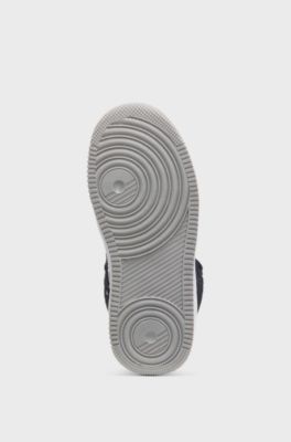 Kids' high-top trainers in suede and faux leather, Black