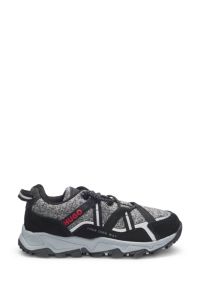 Kids' knitted-upper trainers with suede and faux leather, Black