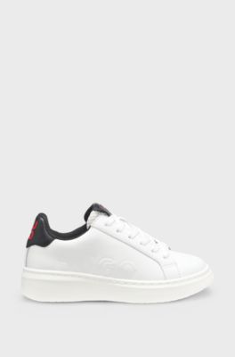 Kids' leather trainers with logo details, White