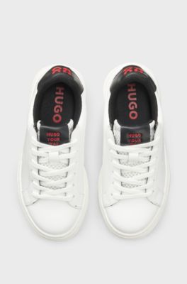 Kids' leather trainers with logo details, White