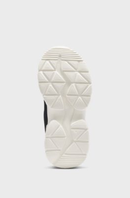 Kindersneakers van imitatieleer met doorschijnende details, Zwart