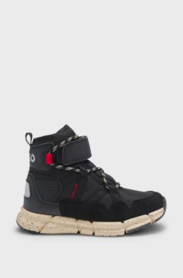 Kids' boots with suede and faux-leather trims, Black