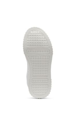 Kids' trainers in faux leather with iridescent accents, White