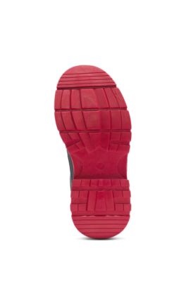 Kids' boots in leather, faux leather and canvas, Black