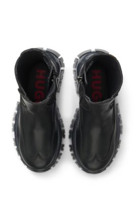 Kids' boots in suede and faux leather, Black