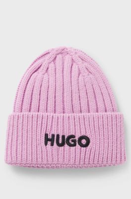 Kids' beanie hat with embroidered logo, Purple