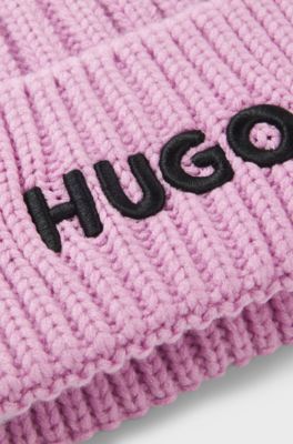 Kids' beanie hat with embroidered logo, Purple