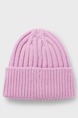 Kids' beanie hat with embroidered logo, Purple