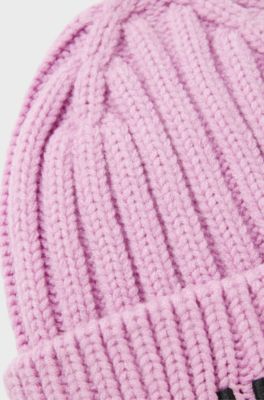 Kids' beanie hat with embroidered logo, Purple