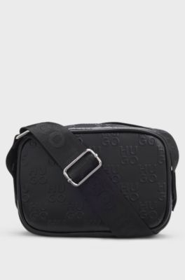 Kids' handbag with logo strap, Black