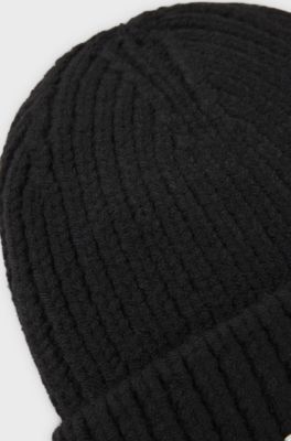 Kids' beanie hat with embroidered logo, Black