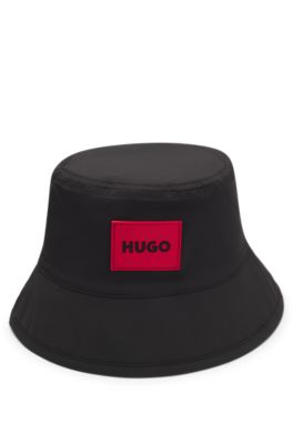 Kids' reversible bucket hat with logo details, Black