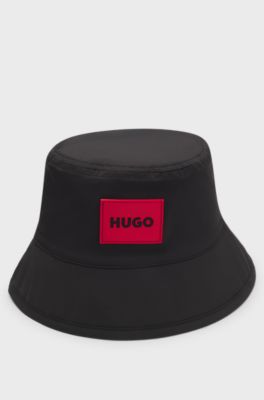 Kids' reversible bucket hat with logo details, Black