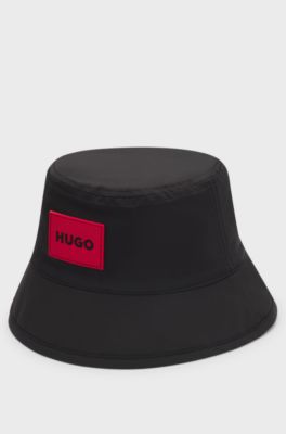 Kids' reversible bucket hat with logo details, Black
