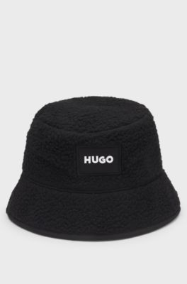 Kids' reversible bucket hat with logo details, Black