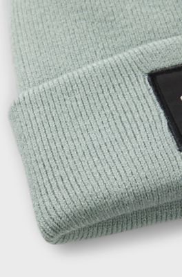 Kids' beanie hat with logo label, Blue