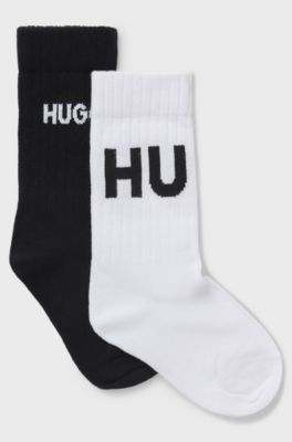Two-pack of kids' socks with logo details, Black