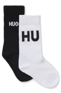 Two-pack of kids' socks with logo details, Black