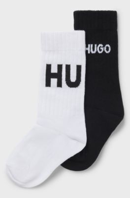 Two-pack of kids' socks with logo details, Black