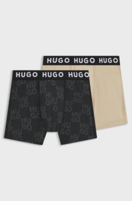 Kids' two-pack of boxer shorts in stretch cotton, Black