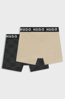 Kids' two-pack of boxer shorts in stretch cotton, Black