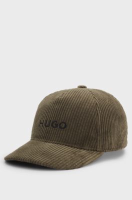 Cappellino per bambini in velluto a coste di cotone con logo ricamato, Verde scuro