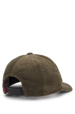 Cappellino per bambini in velluto a coste di cotone con logo ricamato, Verde scuro