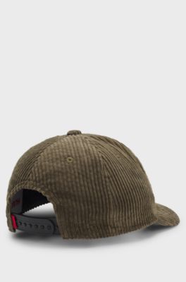 Kids' cap in cotton corduroy with embroidered logo, Dark Green