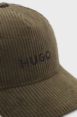 Kids' cap in cotton corduroy with embroidered logo, Dark Green