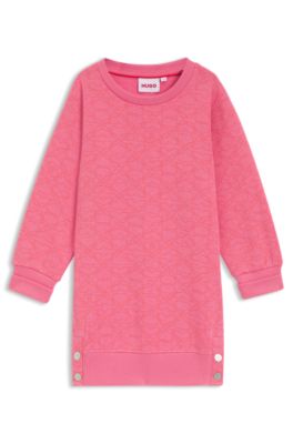 Kids' printed sweater dress in cotton-blend fleece, Pink