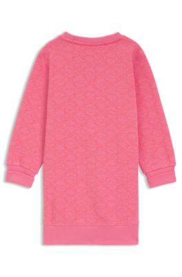 Kids' printed sweater dress in cotton-blend fleece, Pink