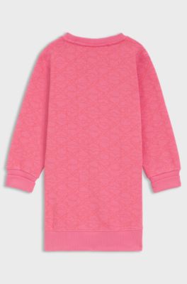 Kids' printed sweater dress in cotton-blend fleece, Pink