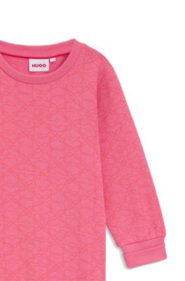 Kids' printed sweater dress in cotton-blend fleece, Pink