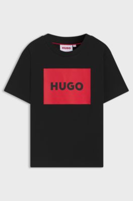 T-shirt per bambini in cotone con logo, Nero