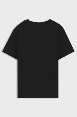 Regular fit T-shirt til b&oslash;rn i bomuld med r&oslash;dt logo, Sort