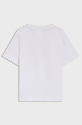 Regular fit T-shirt til b&oslash;rn i bomuld med r&oslash;dt logo, Hvid
