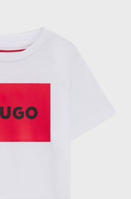 Regular fit T-shirt til b&oslash;rn i bomuld med r&oslash;dt logo, Hvid