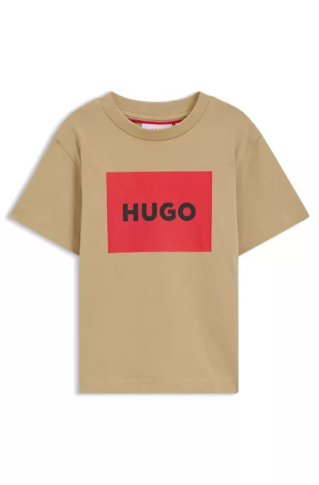 Camiseta para niños regular fit de algodón con logo rojo