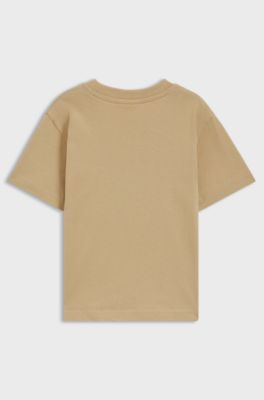 T-shirt per bambini in cotone con logo, Beige