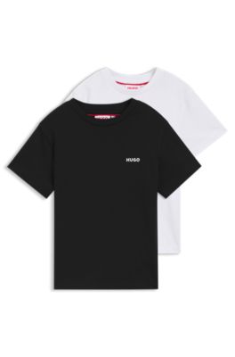 Two-pack of kids' T-shirts in cotton jersey, Black / White