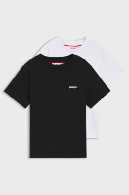 T-shirt per bambini in jersey di cotone in confezione da due, Nero / Bianco