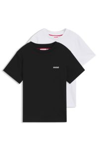 Paquete de dos camisetas para ni&ntilde;os en punto de algod&oacute;n, Negro / Blanco