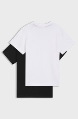T-shirt per bambini in jersey di cotone in confezione da due, Nero / Bianco